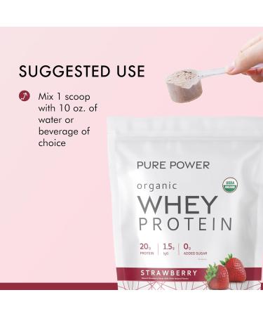 Dr. Mercola Pure Power Organic Whey Protein - 20 g Protein - Supports Muscle Growth & Energy - Grass-Fed Whey Concentrate - 15 Servings (20.60 oz) - Strawberry - Buy Online on GoSupps.com