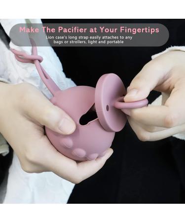 Set of 3 Silicone Pacifier Holder Case with Pacifier & Teether - Pink | Baby Girl Pacifier Pouch for Strollers, Diaper Bags, Home & Travel - Buy Online on GoSupps.com