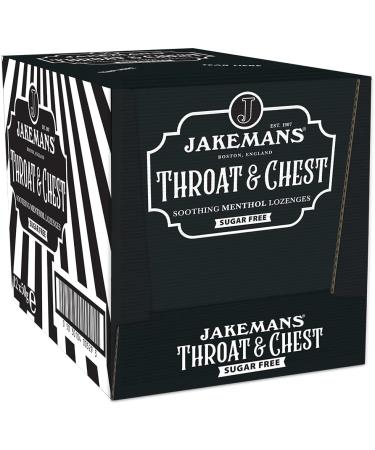 Jakemans Throat & Chest Sugar Free 50g - Pack of 12 - Soothing Menthol Sweets - Suitable for Vegetarians - Buy Online on GoSupps.com