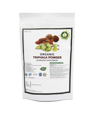 R V Essential Organic Triphala Powder 200gm/ 7.05oz/ 0.44lb- Made from Haritaki, Vibhitaki and Amla 1:1:1 Triphala Churna Powder USDA Organic Certified Ayurvedic Herbal Supplement in Zip Lock Pouch 1 Count (Pack of 1)