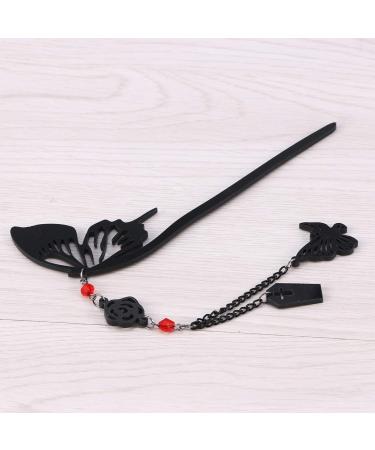 Frcolor Butterfly Rose Flower Hair Stick - Retro Chinese Hairpin with Tassel for Women & Girls - Elegant Hair Decor - Buy Online on GoSupps.com