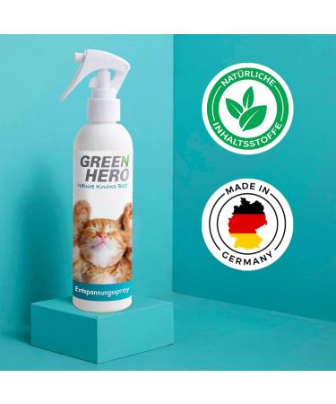 Green Hero Relaxation Spray for Cats - 250ml | Soothing Valerian Lavender & Natural Catnip for Well-Being - Buy Online on GoSupps.com