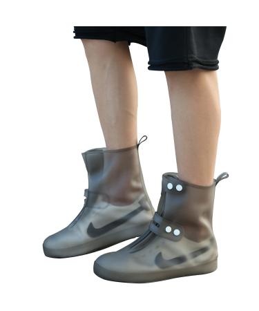 McBiuti Waterproof Rain Shoe Covers, Reusable Foldable Overshoes, Resistant Rain Ankle high top Boots Non-Slip Washable Protection Gray & White Grey 7-8 Women/5.5-6.5 Men
