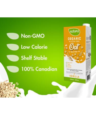 NATURA Vanilla Oat Milk - Organic & Gluten Free - Dairy Free - Vegan - Shelf Stable - Plant Based Beverage - Non-GMO - Made in Canada | 946ml Vanilla - Oat - Buy Online on GoSupps.com