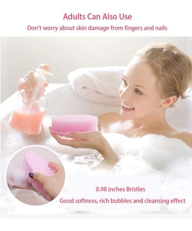 Silicone Body Scrubber Brush for Bath and Shower - Hygienic Skin-Friendly Exfoliating Scrubber - Pink - 80x135mm - Buy Online on GoSupps.com
