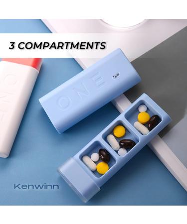 KENWINN One Day Pill Box - Daily Medicine Organizer for Prescriptions Vitamins & Supplements | Blue | International Shipping Available - Buy Online on GoSupps.com