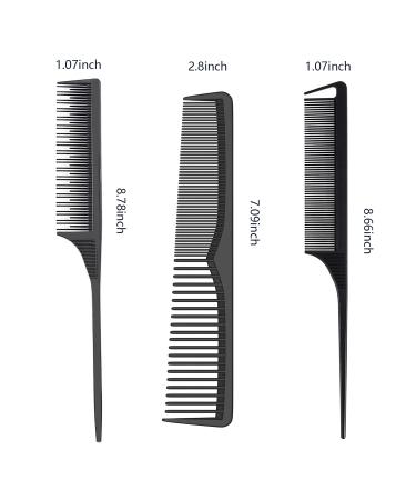 Professional Comb Set Black 6 Piece - Carbon Fiber Anti Static And Heat Resistant Comb-Fine and Wide Tooth Comb for Men and Women - Parting Teasing and Hair Styling - Buy Online on GoSupps.com