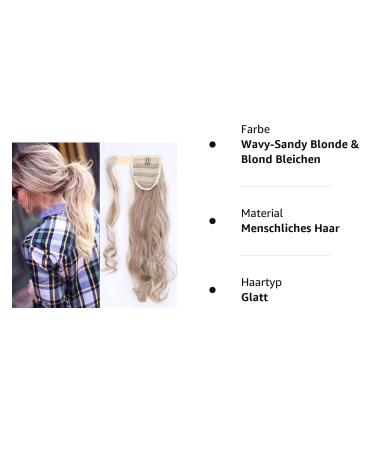 Sego Ponytail Clip-In Extension - Wavy Sandy Blonde & Bleached Blonde Hair Piece (43cm 90g) | Realistic Look for Effortless Style - Buy Online on GoSupps.com