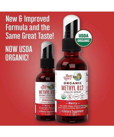 Organic Vitamin B12 Spray for Nerve Function & Energy Support - Vegan, Non-GMO, Gluten Free - 1 Fl Oz (Berry) - Pack of 1 - Buy Online on GoSupps.com