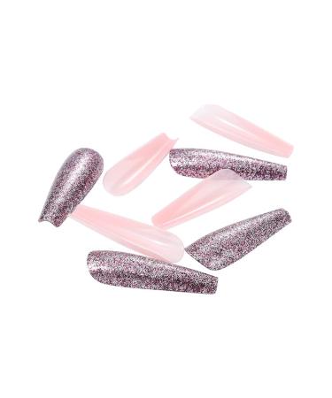 Brishow Purple Glitter Coffin Long Artificial Nails - 24 Ballerina Press-On Acrylics for Women & Girls - Buy Online on GoSupps.com