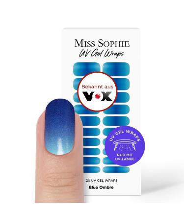 Original Miss Sophie UV Gel Nail Foils The Blues UV I 20 UV Gel Nail Polish Strips Solid Color Blue Ombre UV I For Finger & Toenails