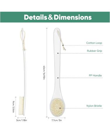 Back Brush for Showering - Long Handle Bath Brush for Seniors | White Shower Brush - Buy Online on GoSupps.com