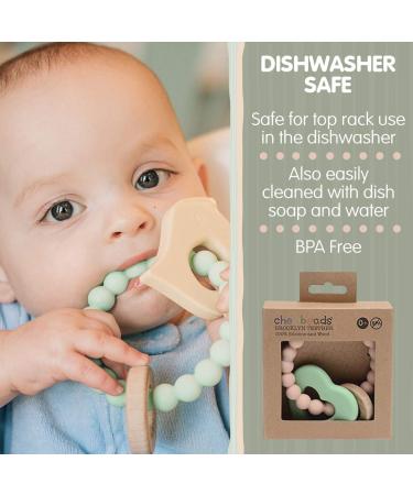 Chewbeads Brooklyn Teething Toy - Silicone & Wood Teether for Infants, Babies & Toddlers - Grey - Buy Online on GoSupps.com