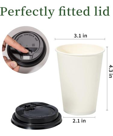 12 oz RACETOP Paper Coffee Cups with Lids 100 Pack - Disposable Hot Cups - Buy Online on GoSupps.com