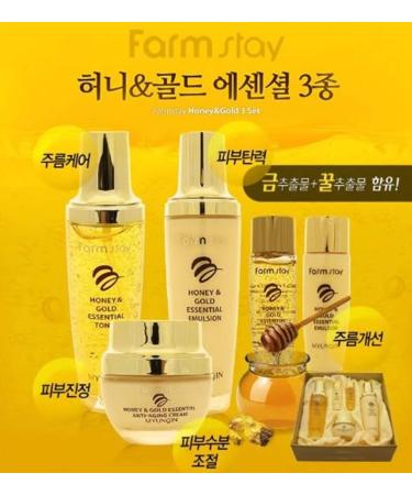 Farm Stay Honey & Gold Essential Skin Care Gift Set | 3-Piece Luxury Collection for Glowing Skin - International Shipping Available - Buy Online on GoSupps.com