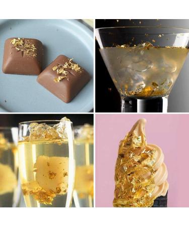 Uposao Edible Gold Foil Gold Leaf Flakes Gold Leaf Gold Edible Flakes Food Decorative Foil Paper for Kitchen Art Baking Chocolates Mousse Decorating - Buy Online on GoSupps.com