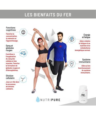 Nutripure | Iron Bisglycinate 14 mg High Quality FERROCHEL | High Absorption | Anti-Fatigue & Immune System Strengthening Dietary Supplement | 120 Vegetable Capsules | Vegan | Made in France - Buy Online on GoSupps.com