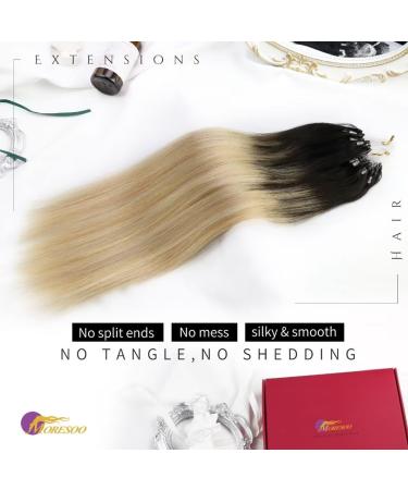 Moresoo Microring Extensions | Real Hair 1g Ombre Micro Loop #2/27/613 | Dark Brown to Caramel Blonde | 50 cm Remy Cold Fusion Hair Extensions - Buy Online on GoSupps.com