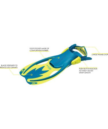 Cressi Kids Rock Fins S/M for Snorkeling, Swimming, Boogie Boarding - US Youth 1/3 | EU 32/34 - Blue/Yellow - Buy Online on GoSupps.com