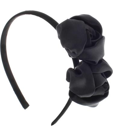 Zac's Alter Ego Bridal Satin Aliceband with Satin Twin Roses Black - Buy Online on GoSupps.com