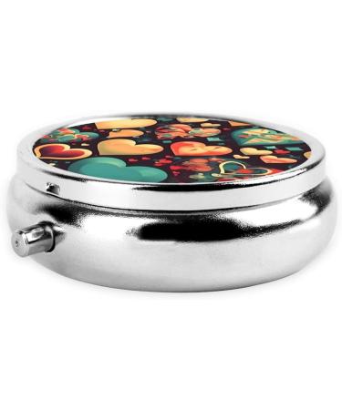 Colorful Hearts Round Pill Box | 3 Compartment Portable Travel Organizer - Buy Online on GoSupps.com