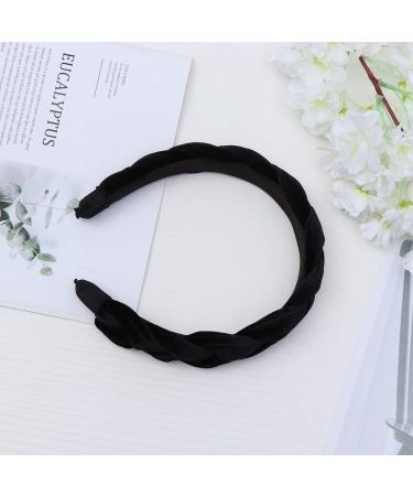 Wide Headband Fashion Suede Braid Headband Handmade Cloth Twist Hairbands for Women Girls (Black) - Buy Online on GoSupps.com