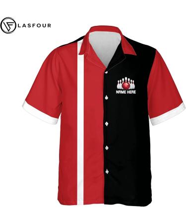 LASFOUR Men's Retro Bowling Hawaiian Shirt | Funny Custom Design | Vintage Button-Down Short Sleeve | Bowling Enthusiast Gift - Buy Online on GoSupps.com