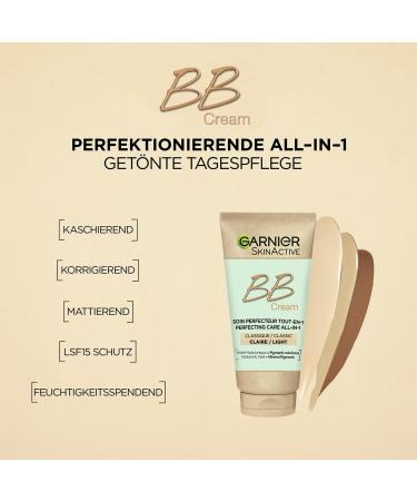 Garnier SkinActive BB Cream - All-in-One Day Care with Hyaluronic Acid & Aloe Vera | Medium 50ml (Pack of 3) - Hides Skin Imperfections & SPF 15 - Buy Online on GoSupps.com