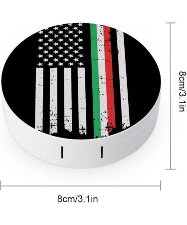 Italian American Thin Line Flag Round Case For Contact Lens Kit Storage Box with Mirror Printed - Buy Online on GoSupps.com