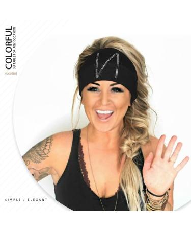 GORTIN Rhinestone Letter Headband - Black Boho Turban Wrap for Women & Girls - Buy Online on GoSupps.com