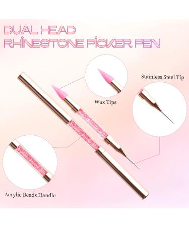 Rhinestone Picker Doting Pen - Dual-Ended Wax Pencil for Nail Art & DIY Crafts (Pink) | International Shipping Available - Buy Online on GoSupps.com