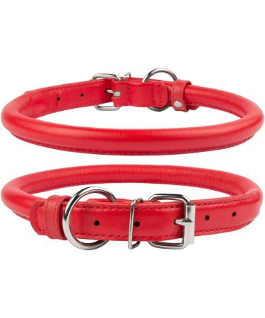 Collardirect Handmade Soft Padded Round Leather Dog Collar | Real Leather for Small to Big Dogs & Cats | 18-20 cm | Available in Black Pink Red Purple Blue - Buy Online on GoSupps.com