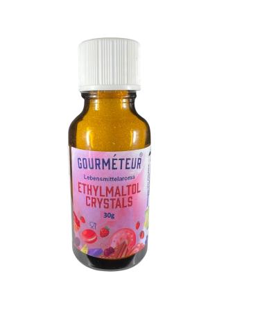 Ethyl-maltol 30g glass bottle for reinforcing the sweet taste of food and drinks.To manufacture and refine liquids to sweeten.