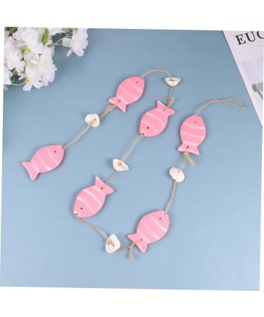 Yardenfun 1 Pc Decor Wedding Ornament Mini Beach Ornament Door Fish Hanging Ornament Pendant Curtain Wooden Pink 102X4.2CM - Buy Online on GoSupps.com