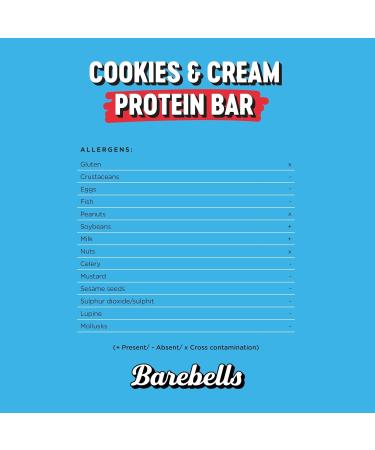 Barebells Cookies & Cream High Protein and Low Carb Bar - 12 x 55g (1 94 oz) Low Sugar Snack Protein Bar with 20g protein - Buy Online on GoSupps.com