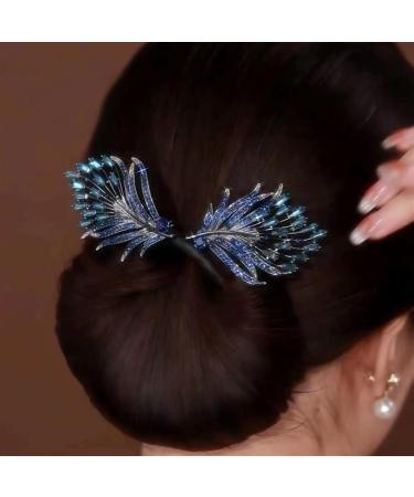 Rhinestone Flower Hair Clip Whale Tail Rhinestone Flower Hair Clip For Women Lazy Hair Curler Deft Bun Maker Elegant Lazy Hair Curler Bun Clips Ocean Blue Feather Hairpin (Size : Feather) - Buy Online on GoSupps.com