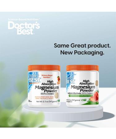 Doctor's Best High Absorption Magnesium Powder - Sweet Peach 12.3 oz | Promotes Relaxation & Muscle Health - Buy Online on GoSupps.com
