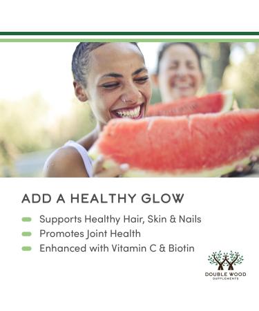 Double Wood Supplements Liquid Collagen - 2500mg of Hydrolyzed Bovine Collagen (Type 1 3 and Grassfed) - 32 Servings - for Women and Men - 30 mcg of Biotin - Sugar Free Pear Flavor Collagen Liquid - Buy Online on GoSupps.com