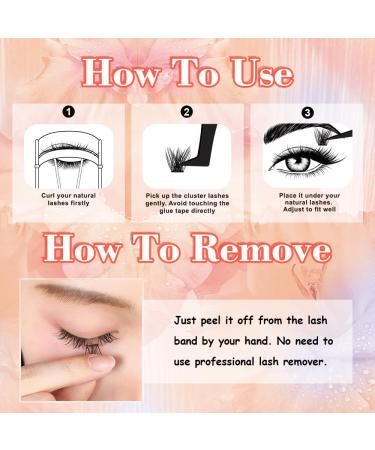 Shop No Glue Self Adhesive Eyelashes - 96 Cluster Lashes DIY 10-16mm Wispy Extensions for Beginners | Long-Lasting Individual False Lashes - Buy Online on GoSupps.com