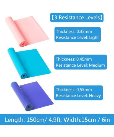 DIWUJI Set of 3 Exercise Resistance Bands - 1.5M/4.9ft Skin-Friendly Long Elastic - Standard Resistance Levels for Physical Therapy, Strength Training, Yoga, Fitness - Blue Pink - Buy Online on GoSupps.com