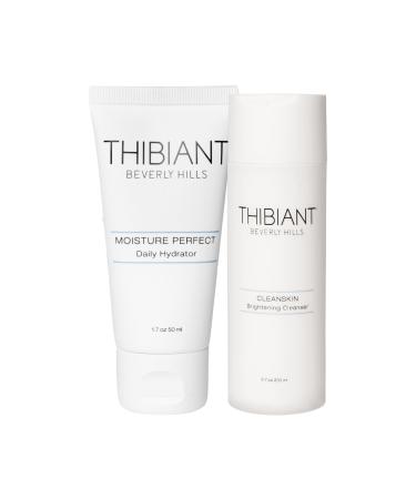 Thibiant Beverly Hills CleanSkin 6.07 Oz and Moisture Perfect 1.7 Oz Bundle | Brightening Cleanser Facial Wash Cleanses Exfoliates and Hydrates Skin | Hydrating Moisturizer and Anti Aging Face Cream