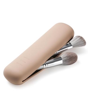 Fvion Large silicone makeup brush holder makeup brush organizer magnetic anti-fall out makeup brush pocket cosmetic brush holder storage large khaki