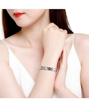 Jecanori Lymph Drainage Magnetic Bracelet for Women - Arthritis Pain Relief & Carpal Tunnel Therapy - Titanium Steel Crystal Jewelry Gift (Silver) - Buy Online on GoSupps.com