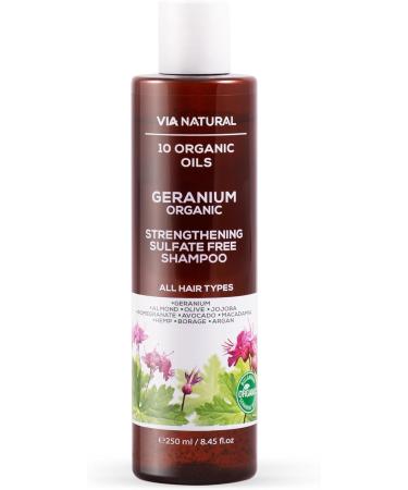 Biofresh cosmetics Via Natural Geranium Shampoo with 10 organic oils for hair men and women all hair types hair care strengthening shampoo sulfate-free vegan 250 ml - Buy Online on GoSupps.com