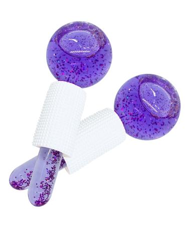 Ice Globes for Facials  2PCS Cooling Ice Balls for Face  Ice Roller for Facial Massager  Freezer Safe and Highly Effective Ice Globes Tool for Face and Eyes  Daily Beauty  Reduce Puffiness (Purple)