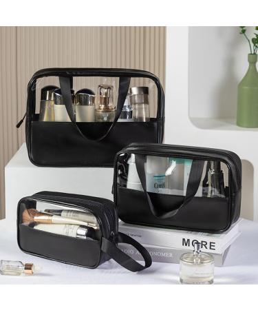 4PCS Clear Waterproof Toiletry Travel Bags with Zipper Handle - Black Set for Men and Women | Portable Airport Makeup Bags - Buy Online on GoSupps.com