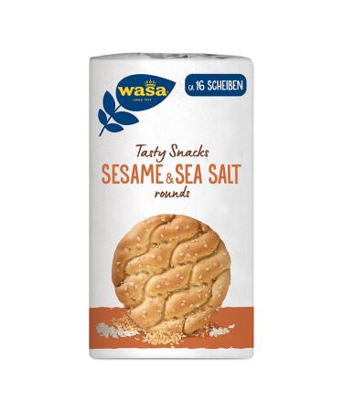 Wasa Tasty Snacks Rounds Sesame & Sea Salt - Round crispbread made of wheat with sesame and sea salt - 8 Pack (8 x 235 g) sesame grains & sea salt