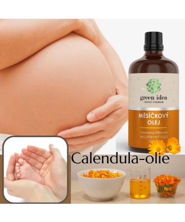 Green Idea Marigold Oil 100ml - Natural Calendula Oil for Scars Burns & Stretch Marks - Perfect for Face Hands & Body Care - Buy Online on GoSupps.com