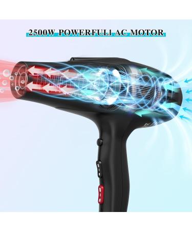 JIAABCHOMO Professional 2500W Ionic Hair Dryer with Diffuser, Brush, and Nozzle - Fast Drying, 2 Speeds, 3 Heat Settings, Cool Button - Hairdryer for Women - Buy Online on GoSupps.com