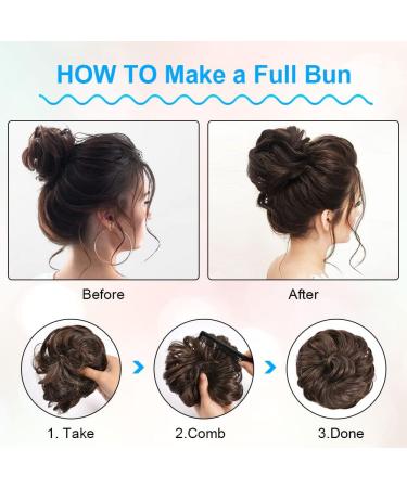 AOMIG Dark Brown Messy Bun Hair Piece Updo Extensions for Women - Curly Wavy Hairpieces Scrunchies - Buy Online on GoSupps.com